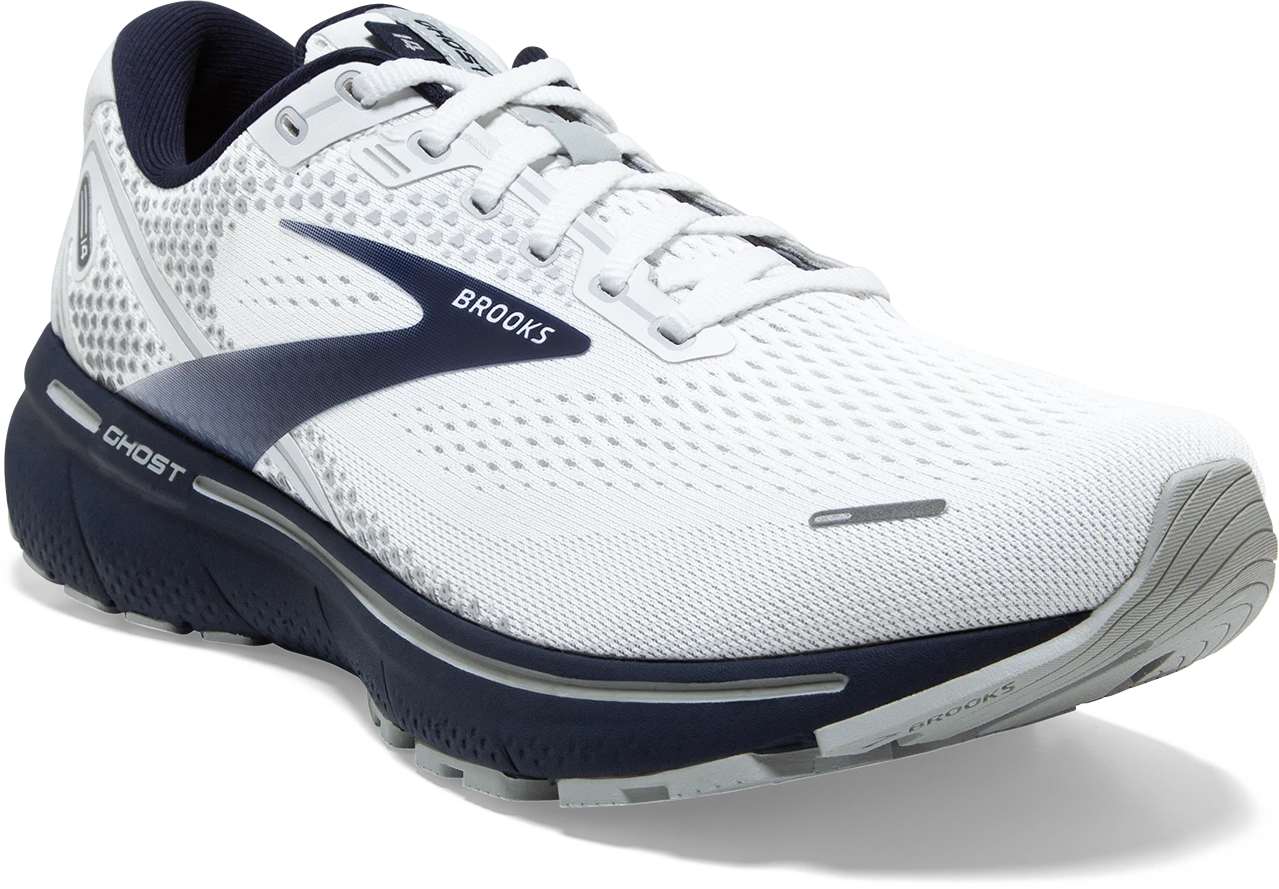 BROOKS Men's Ghost 14 (190 - White/Grey/Navy) 3 BROOKS Men's Ghost 14 (190 - White/Grey/Navy) - Image 3