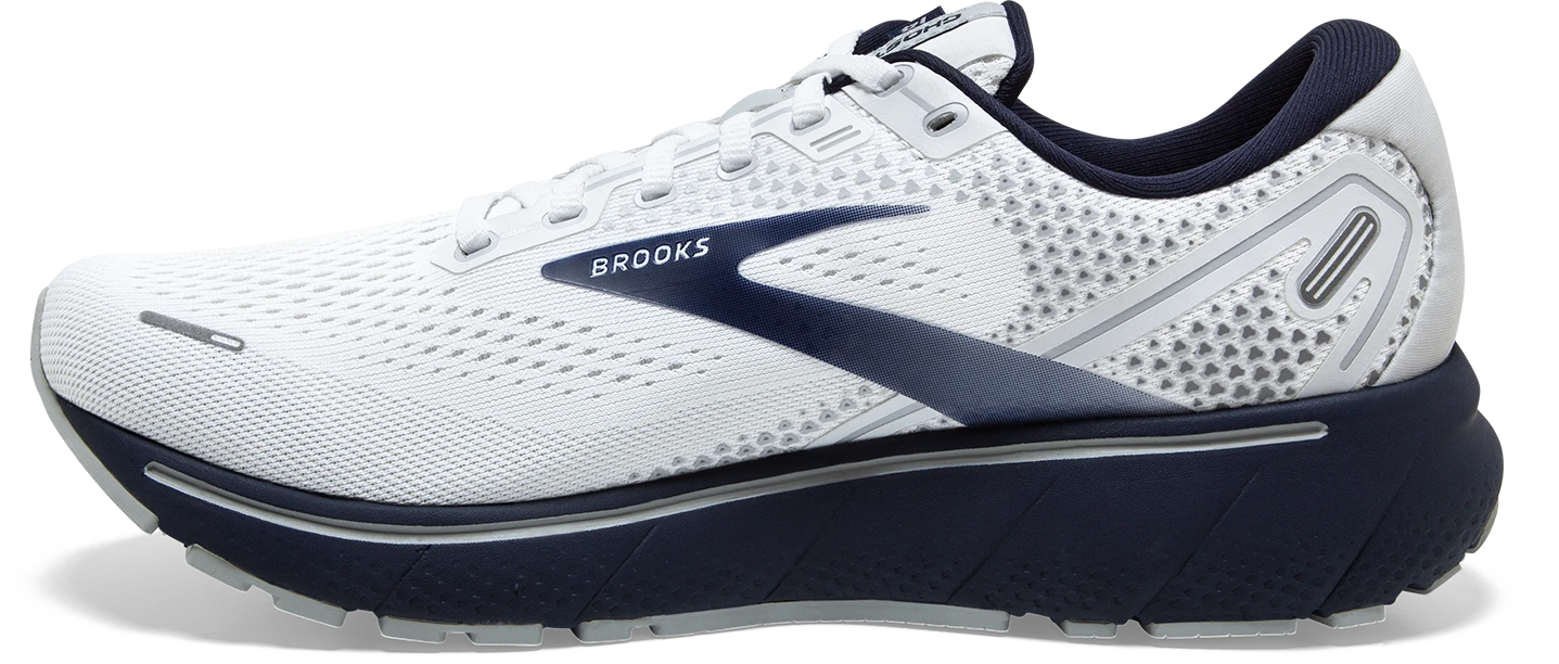 BROOKS Men's Ghost 14 (190 - White/Grey/Navy) 2 BROOKS Men's Ghost 14 (190 - White/Grey/Navy) - Image 2