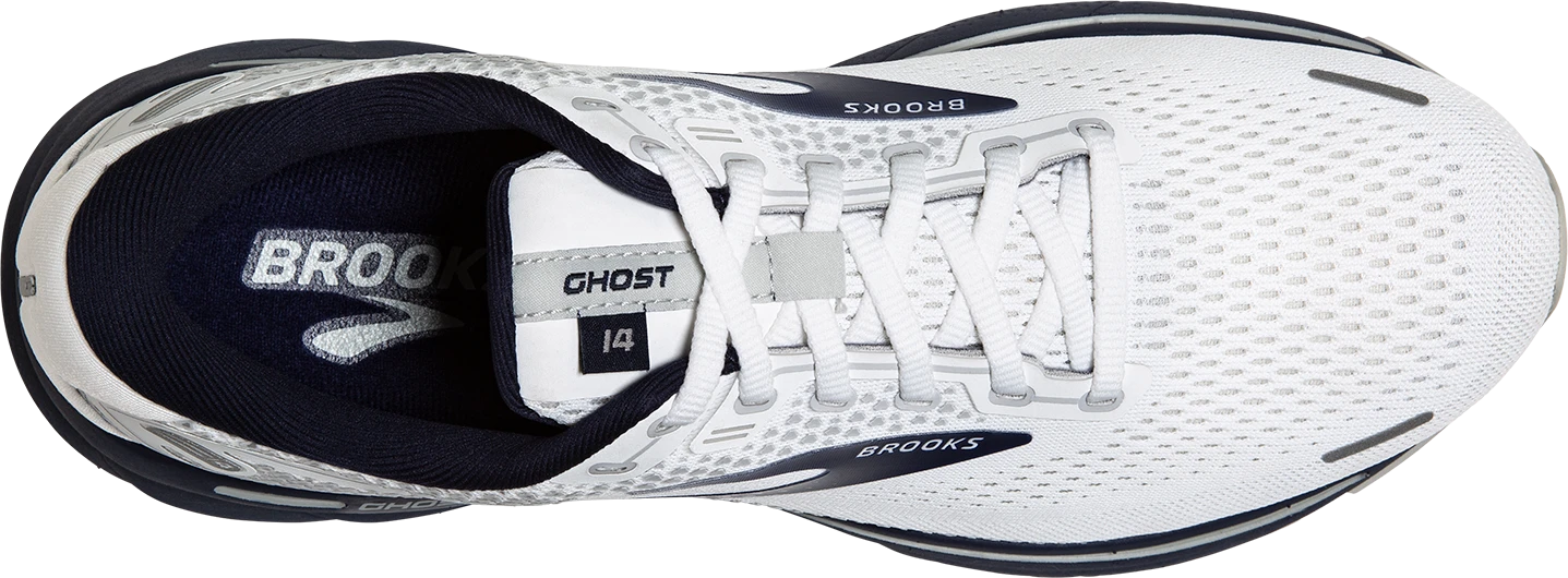 BROOKS Men's Ghost 14 (190 - White/Grey/Navy) 5 BROOKS Men's Ghost 14 (190 - White/Grey/Navy) - Image 5